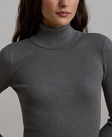 Lauren Ralph Metallic Ribbed Turtleneck Sweater