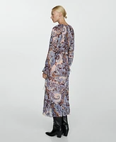 Mango Women's Ruffles Detail Paisley Dress