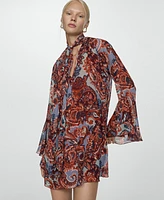 Mango Women's Ruffled Paisley-Print Dress