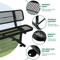 6 ft. Outdoor Steel Bench with Backrest in