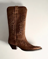 Mango Women's Cowboy Leather Boots