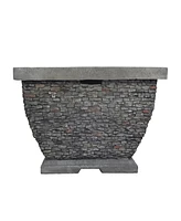 Simplie Fun 32" Mgo Light-Weight Concrete Wood Burning Square Fire Pit, Grey