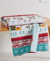 Levtex Merry Bright Ho Ho Holidays Reversible Quilted Throw, 50" x 60"