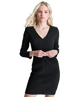 Dkny Petite Twist-Front V-Neck Long-Sleeve Sheath Dress