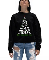 La Pop Art Women's Here Comes Santa Paws Word Crewneck Sweatshirt