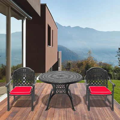 Cushions In Random Colors)-Piece Set Of Cast Aluminum Patio Furniture With Cushions