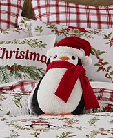 Levtex Merry Bright Pine Plaid Penguin Shaped Decorative Pillow, 13.5" x 9.5"