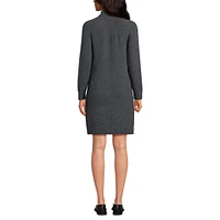 Lands' End Women's Boucle Long Sleeve Raglan Mock Neck Sweater Dress