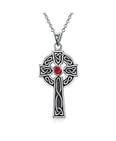 Bling Jewelry Celtic Cross Knot Cubic Zirconia Pendant Necklace .925 Silver