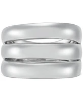 Polished Triple Row Wide Statement Ring Sterling Silver