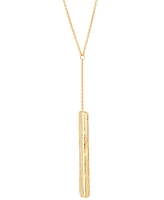 Italian Gold Polished Rectangular 17" Lariat Necklace in 14k Gold