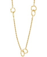 Interlocking Circle Station Rope Link 18" Collar Necklace in 10k Gold