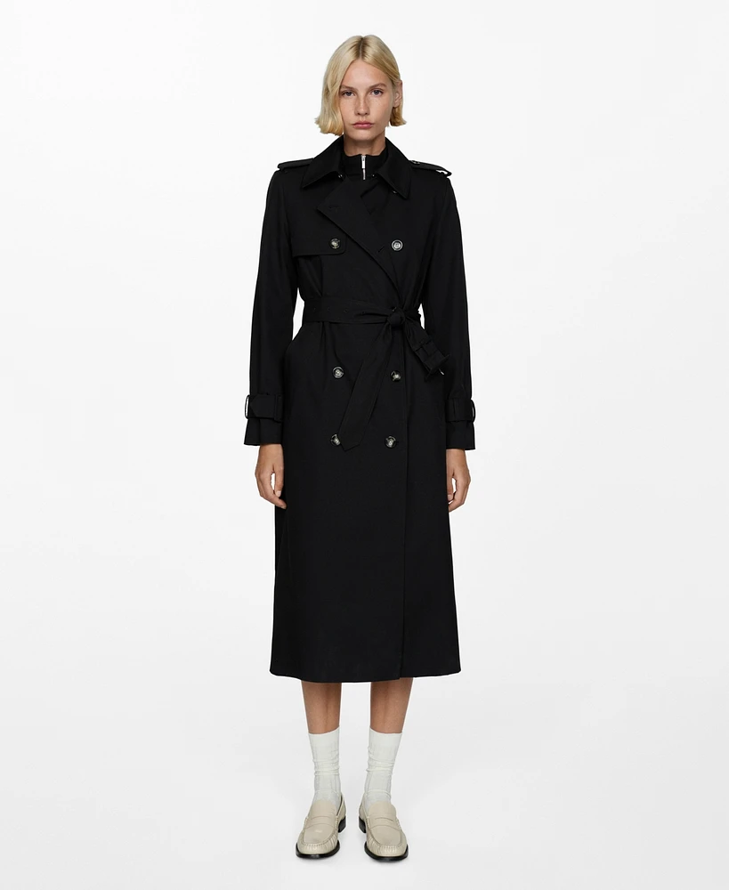 Mango Women's Double-Breasted Cotton Trench Coat