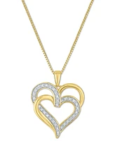 Diamond Overlap Heart 18" Pendant Necklace (1/10 ct. t.w.) Sterling Silver, 14k Gold-Plated Silver or Rose