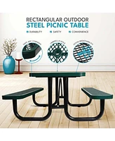 6 ft. Rectangular Outdoor Steel Picnic Table with umbrella pole in Green