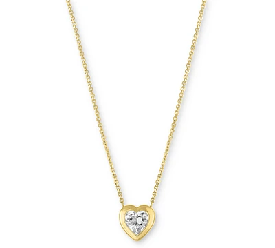 Forever Grown Diamonds Lab-Grown Diamond Heart Bezel Necklace (1/3 ct. t.w.) in 10k Yellow Gold