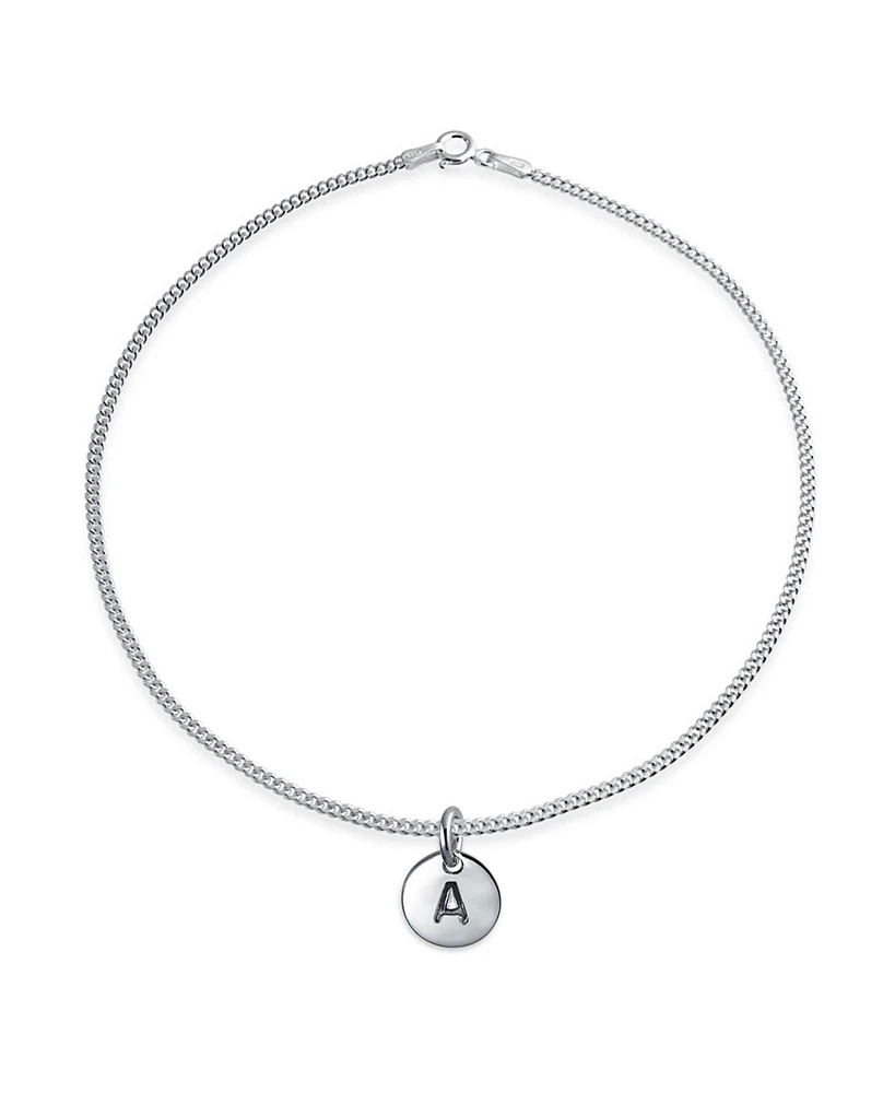 Bling Jewelry Letter Block Alphabet Initial Circle Disc Anklet .925 Sterling Silver 9 Inch