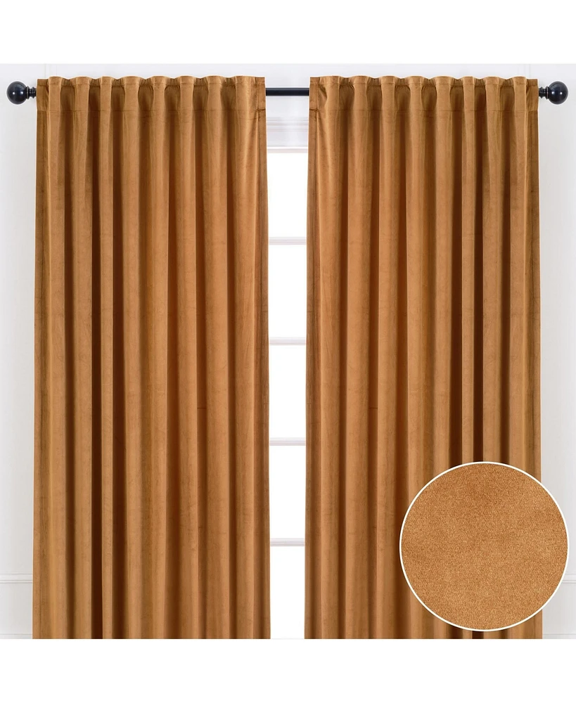 Chanasya Premium Solid Velvet Curtains - Classy and Drapes for Living Room or Bedroom 52" x 63" Navy, 2 Panels