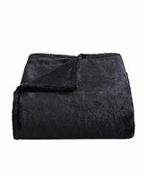 City Scene Solid Faux Fur Black Throw Blanket-50X60