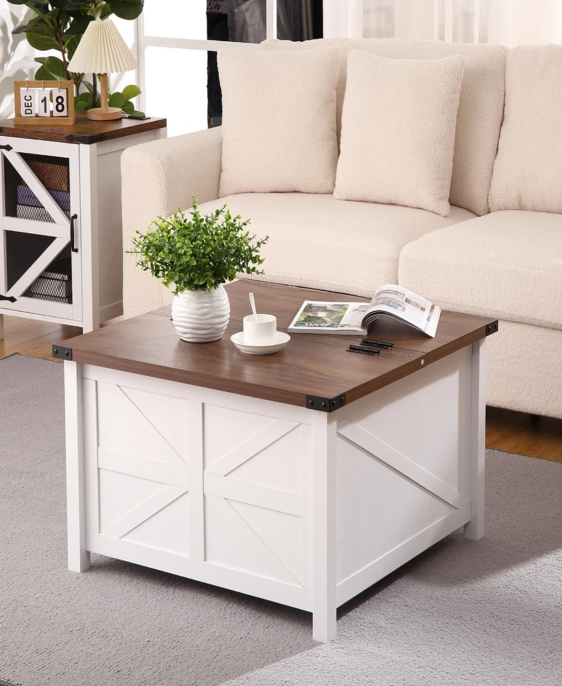 gaomon Rustic Farmhouse Coffee Table With Large Hidden Storage Compartment And Hinged Lift Top