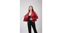 Furniq Uk Women's Leather Jacket, Red, Created for Macy's