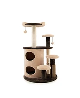 40 Inch Cat Tree Tower Multi-Level Activity Tree with 2-Tier Cat-Hole Condo