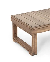 Simplie Fun Rustic Acacia Wood Outdoor Coffee Table With Slat Design And Sled Legs