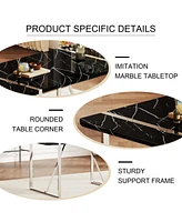 Simplie Fun Table and chair set.a rustic industrial rectangular Mdf black dining table with Mdf desktop and electroplated silver metal legs.Paired wit