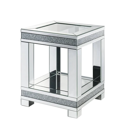 Simplie Fun Noralie End Table, Mirrored & Faux Diamonds