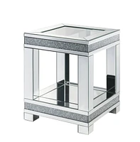 Streamdale Furniture Noralie End Table, Mirrored & Faux Diamonds