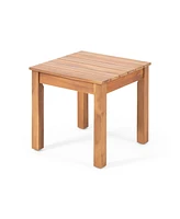 Simplie Fun Acacia Wood Slat-Top Side Table: Minimalist Elegance For Outdoor Spaces