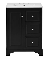 30-inch bathroom vanity with sink, modern elegant bathroom storage cabinet with 3 drawers and adjustable shelves