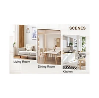 Table and chair set. White sintered stone tabletop, rubberwood legs, foldable computer desk, foldable desk. Solid wood dining chair with small curved