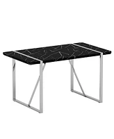 Streamdale Furniture Table and chair set.a rustic industrial rectangular Mdf black dining table with Mdf desktop and electroplated silver metal legs.P