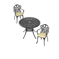 (Cushions In Random Colors)3-Piece Set Of Cast Aluminum Patio Furniture With Cushions