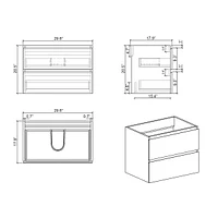 Wall mount cabinet Without basin, Walnut color, With two drawers, Pre-assembled
