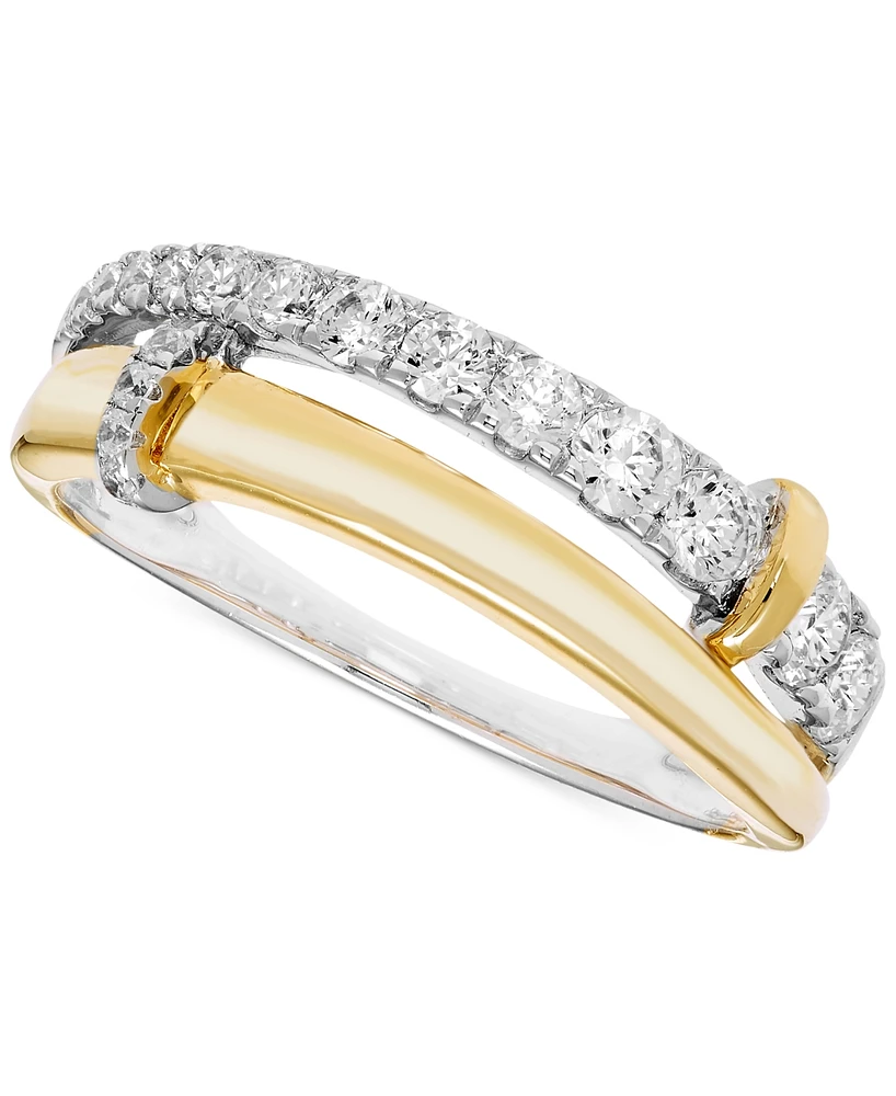 Diamond Split Double Row Band (1/2 ct. t.w.) in 14k Two-Tone Gold