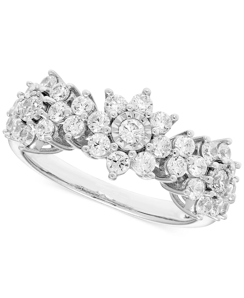 Diamond Flower Cluster Ring (1 ct. t.w.) in 14k White Gold