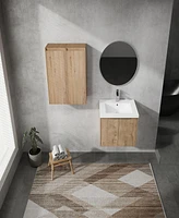 24" Wall-Mounted Bathroom Vanity With Sink and Side Cabinet, Soft Close Doors