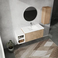 48" Wall-Mounted Bathroom Vanity With Sink and Side Cabinet