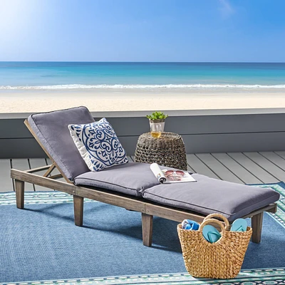 Ariana Kd Wood Chaise Lounge W/ Cushion