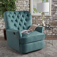 Indulge In Supreme Comfort: Electric Recliner Chair With Elegant Copper Accents And Soft Teal Upholstery