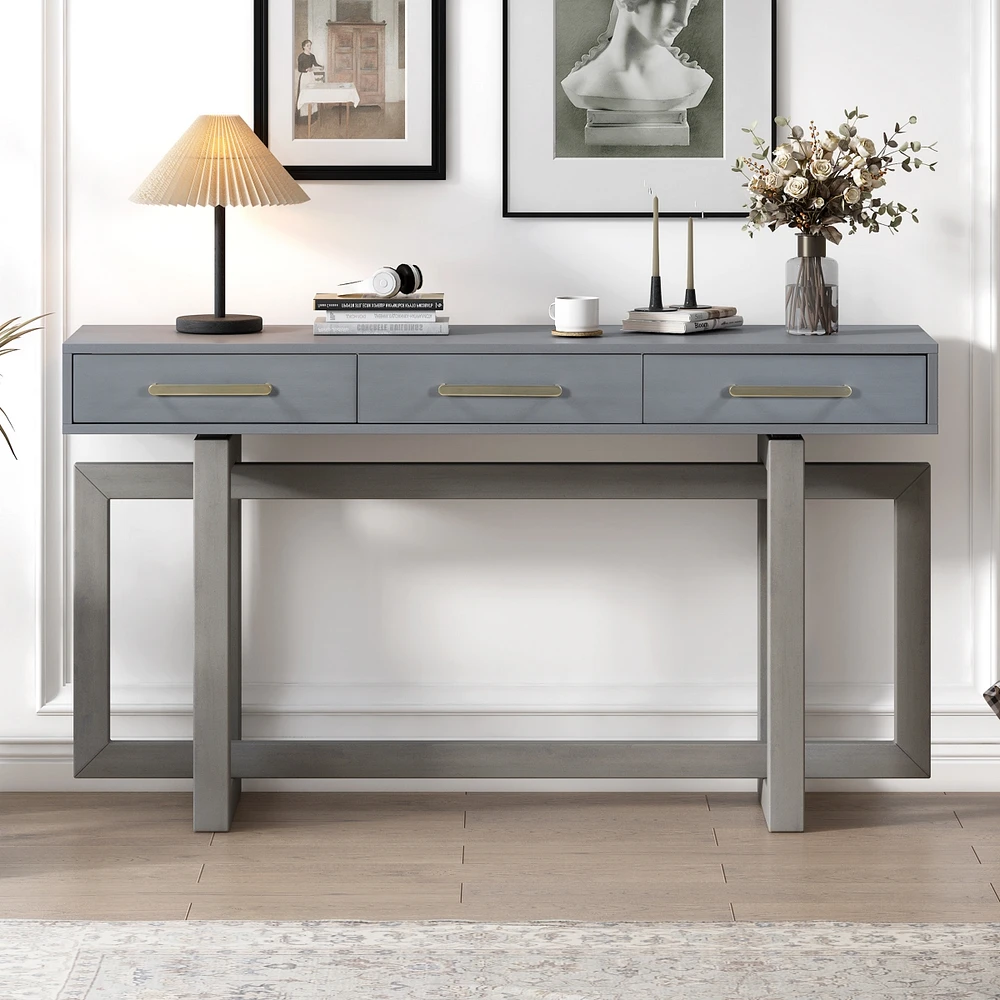 Simplie Fun Elegant Console Table with Three Drawers, Extra Long Entryway Table for Entryway, Hallway, Living Room, Foyer, Corridor