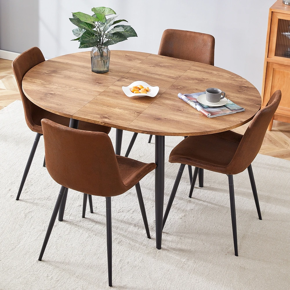 Streamdale Furniture Table and chair set.Modern Extendable Mdf Dining Table.The table has a telescopic design, suitable for gatherings of different si