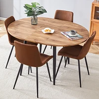 Simplie Fun Table and chair set.Modern Extendable Mdf Dining Table.The table has a telescopic design, suitable for gatherings of different size.Paired