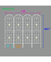 Streamdale Furniture 4 Pack Metal Garden Trellis 86.7" x 19.7" Rustproof Trellis for Climbing Plants Outdoor Flower Support Cream White