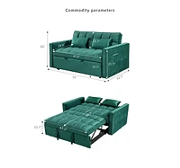 Streamdale Furniture Modern flannel double sofa with folding bed, small double sofa with three in one convertible sofa bed, adjustable backrest and st