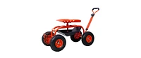 Garden Cart Rolling Scooter, Adjustable Height Heavy Duty Scooter, Rolling Garden Cart with 4 Wheels and Extendable Handle, Garden Stool Cart with 360
