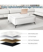 35 inch Wide Square storage benches Coffee Table with Lift Top Oversized Storage Ottoman in Upholstered for Living Room