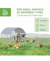 Large Chicken Coop Metal Chicken Run for Chickens with Waterproof and Anti-uv Cover, Dome Shaped Walk in Fence Cage Hen House for Outdoor and Yard Far